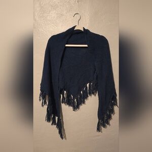 Navy Blue Fringed Women's Sweater